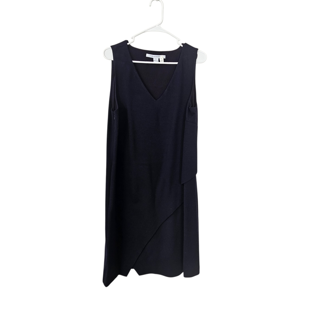 Diane Von Frustenberg Megan Classic Navy Blue Sheath Dress Size 14 - Picture 2 of 10